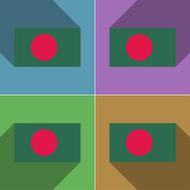 Flags Bangladesh Set of colors flat design and long shadows