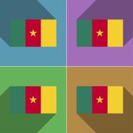 Flags cameroon Set of colors flat design and long shadows