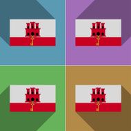 Flags Gibraltar Set of colors flat design and long shadows