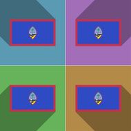 Flags Guam Set of colors flat design and long shadows