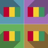 Flags Guinea Set of colors flat design and long shadows