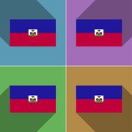 Flags Haiti Set of colors flat design and long shadows