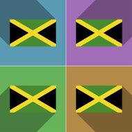 Flags Jamaica Set of colors flat design and long shadows