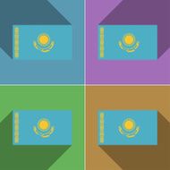 Flags Kazakhstan Set of colors flat design and long shadows
