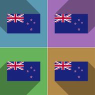 Flags New Zeland Set of colors flat design