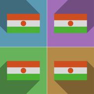 Flags Niger Set of colors flat design and long shadows