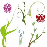 Floral summer elements set