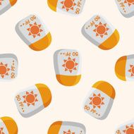 beach equipment sunscreen seamless pattern