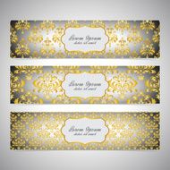 Collection horizontal banners in the style of Baroque Modern Vector