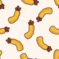 fast food fried shirmp icon 10 seamless pattern