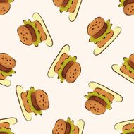 fast food hamburger icon 10 seamless pattern N2