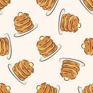 fast food pancake icon 10 seamless pattern