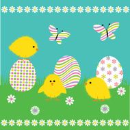 Easter chicks and eggs
