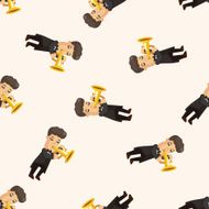 character musician trumpeter seamless pattern