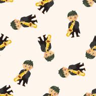 character musician trumpeter seamless pattern N2
