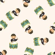 character drummer musician seamless pattern