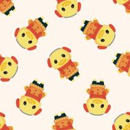 animal duck winter cartoon seamless pattern