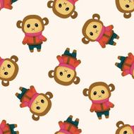 animal monkey winter cartoon seamless pattern