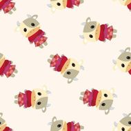 animal cow winter cartoon seamless pattern