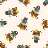 animal rattle winter cartoon seamless pattern