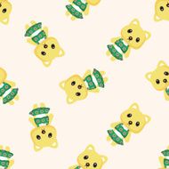 animal cat summer cartoon seamless pattern