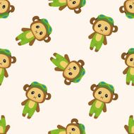 animal monkey summer cartoon seamless pattern