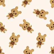 animal bear waiter cartoon seamless pattern