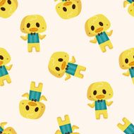 animal duck waiter cartoon seamless pattern