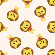 animal lion waiter cartoon seamless pattern