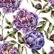 Seamless pattern with flowers Watercolor illustration N7