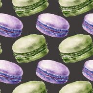 Seamless pattern with macaroons Watercolor illustration