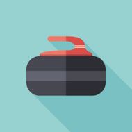 Curling stone flat square icon with long shadows