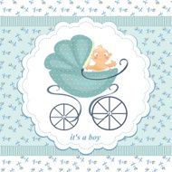 Blue stroller with the baby N2