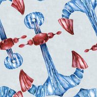Seamless pattern with anchor Watercolor illustration N4