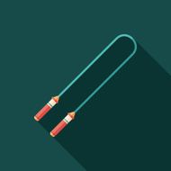 Colorful skipping rope flat square icon with long shadows