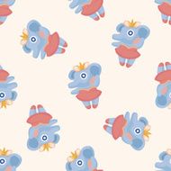 animal ephant dancing cartoon seamless pattern
