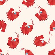 sea animal shrimp cartoon seamless pattern
