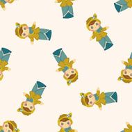 Medieval character cartoon seamless pattern N5