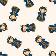 Medieval character cartoon seamless pattern N6