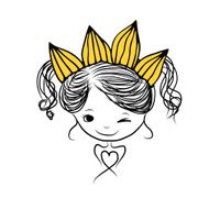 Girls princess with crown on head for your design N10