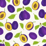 Seamless pattern with plums