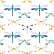 Watercolor dragonflies pattern
