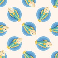 sea animal fish cartoon seamless pattern N4