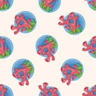 sea animal coral cartoon seamless pattern