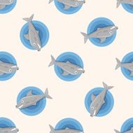 sea animal shark cartoon seamless pattern