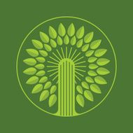 Green tree round icon vector illustration logo