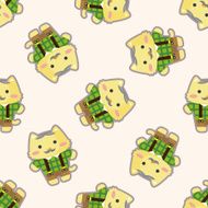cat cartoon seamless pattern N2