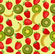 Seamless colorful background made of strawberry kiwi and banana
