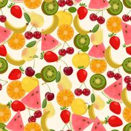 Seamless colorful background made of watermelon kiwi pear