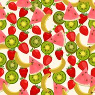 Seamless colorful background made of kiwi watermelon banana